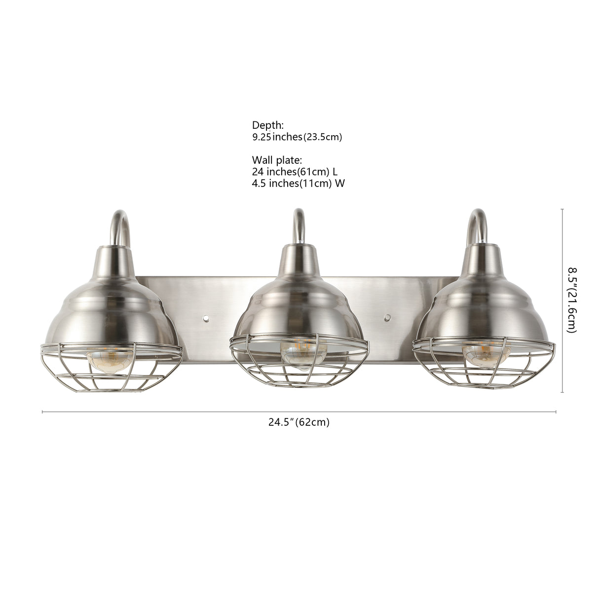 Levi 3-Light Industrial Farmhouse Iron LED Vanity