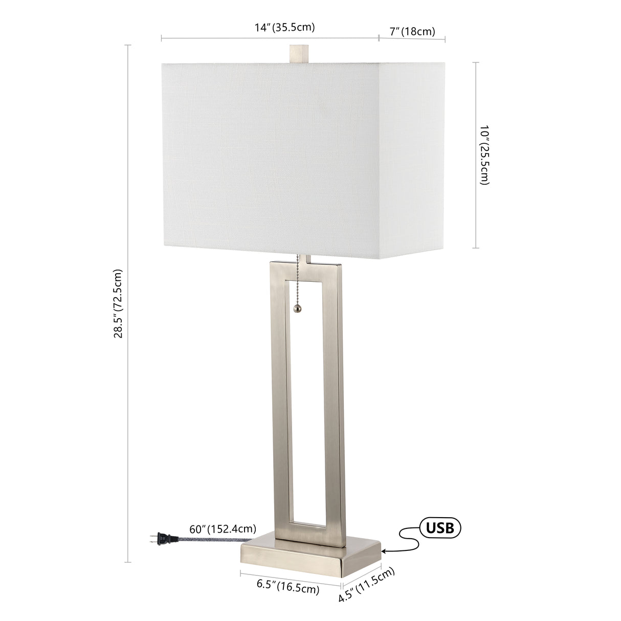 Sabrina Vintage Industrial Iron LED Table Lamp with Pull-Chain and USB Charging Port
