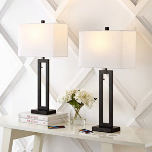 Sabrina Vintage Industrial Iron LED Table Lamp with Pull-Chain and USB Charging Port