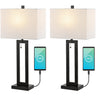 Sabrina Vintage Industrial Iron LED Table Lamp with Pull-Chain and USB Charging Port