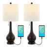 Tyler Modern Classic Gourd Iron LED Table Lamp with Pull-Chain with Dual USB Charging Port