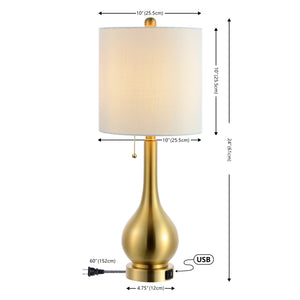 Tyler Modern Classic Gourd Iron LED Table Lamp with Pull-Chain with Dual USB Charging Port
