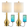 Tyler Modern Classic Gourd Iron LED Table Lamp with Pull-Chain with Dual USB Charging Port