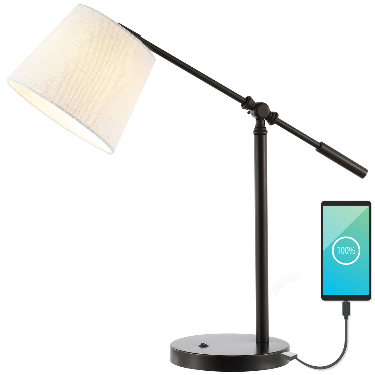 Troy Classic Contemporary Iron LED Task Lamp with USB Charging Port