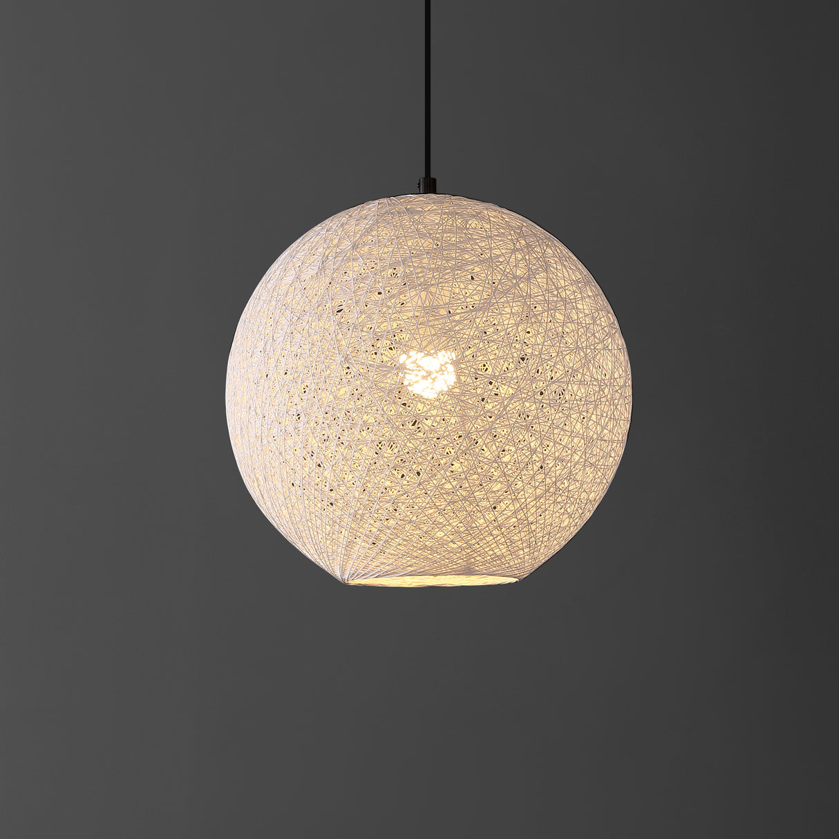 Lacey 1-Light Bohemian Minimalist Iron/Rope Woven Globe LED Pendant
