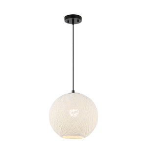 Lacey-1-Light-Bohemian-Minimalist-Iron/Rope-Woven-Globe-LED-Pendant-Pendants