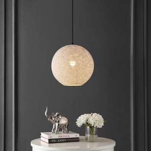 Lacey 1-Light Bohemian Minimalist Iron/Rope Woven Globe LED Pendant