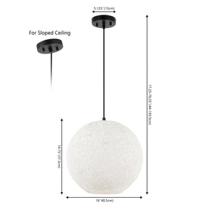 Lacey 1-Light Bohemian Minimalist Iron/Rope Woven Globe LED Pendant