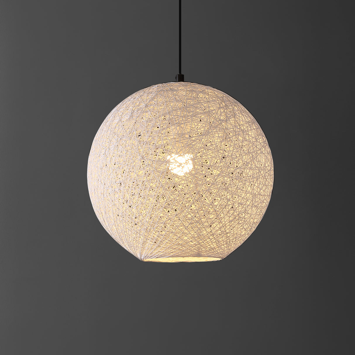 Lacey 1-Light Bohemian Minimalist Iron/Rope Woven Globe LED Pendant