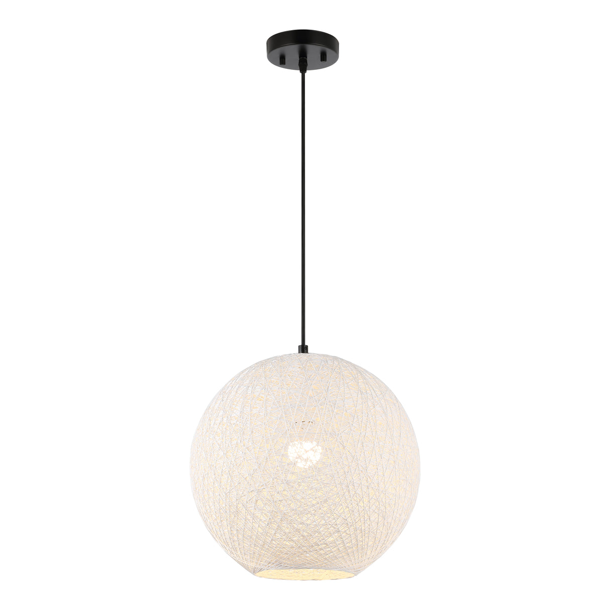 Lacey 1-Light Bohemian Minimalist Iron/Rope Woven Globe LED Pendant