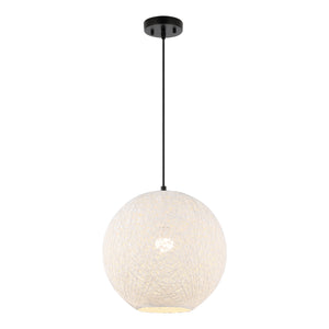 Lacey 1-Light Bohemian Minimalist Iron/Rope Woven Globe LED Pendant