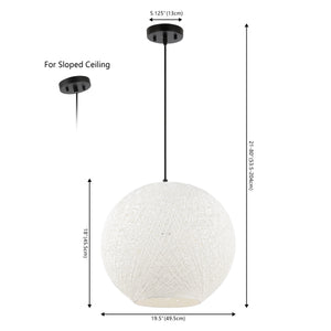 Lacey 1-Light Bohemian Minimalist Iron/Rope Woven Globe LED Pendant