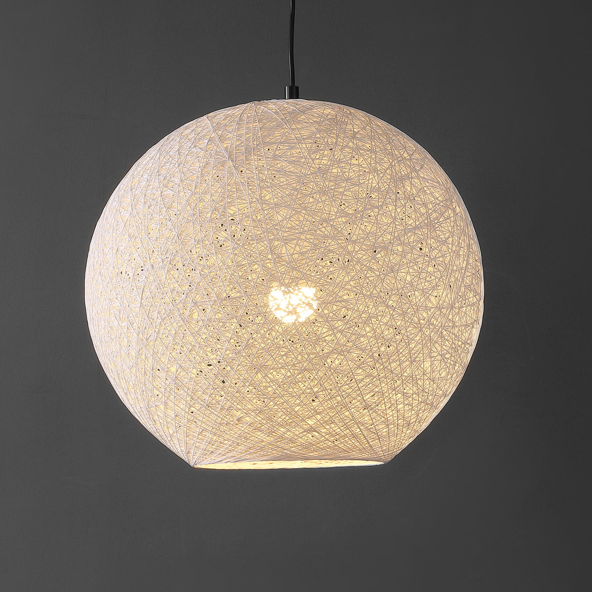 Lacey 1-Light Bohemian Minimalist Iron/Rope Woven Globe LED Pendant