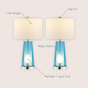 Tryon Modern Minimalist Glass/Iron Nightlight LED Table Lamp
