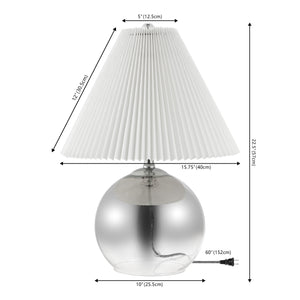 Louisa Mid-Century Modern Round Glass/Iron Pleated Shade LED Table Lamp