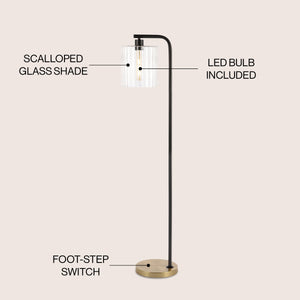 Easton Modern Minimalist Metal/Ribbed Glass LED Floor Lamp