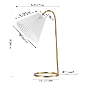 Callie Modern Glam Metal Arc Adjustable Head LED Table Lamp with Pleated Shade