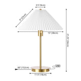 Freida Modern Glam Metal Column LED Table Lamp with USB Charging Port and Pleated Shade