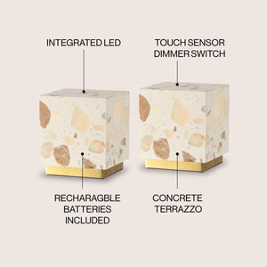 Lara Modern Glam Terrazzo Rechargeable/Cordless Dimmable Integrated LED Mini Table Lamp with Touch Sensor