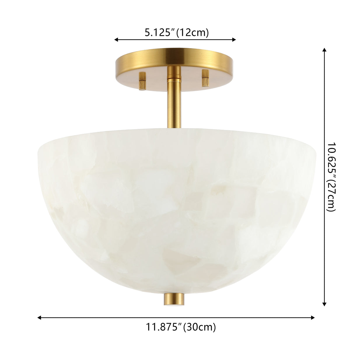 Celine 2-Light Modern Contemporary Alabaster/Iron Inverted Dome LED Semi Flush Mount