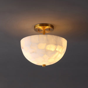 Celine 2-Light Modern Contemporary Alabaster/Iron Inverted Dome LED Semi Flush Mount