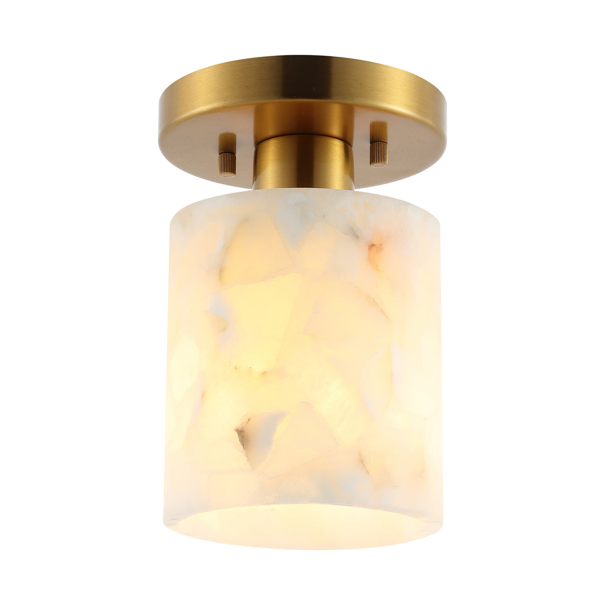 Jules-1-Light-Modern-Contemporary-Alabaster/Iron-Cylinder-LED-Semi-Flush-Mount-Flush-Mounts