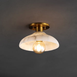 Amara 1-Light Mid-Century Classic Alabaster/Iron LED Semi Flush Mount