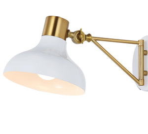 Lynn Swing Arm 1-Light Modern Midcentury Iron USB Charging Port LED Sconce