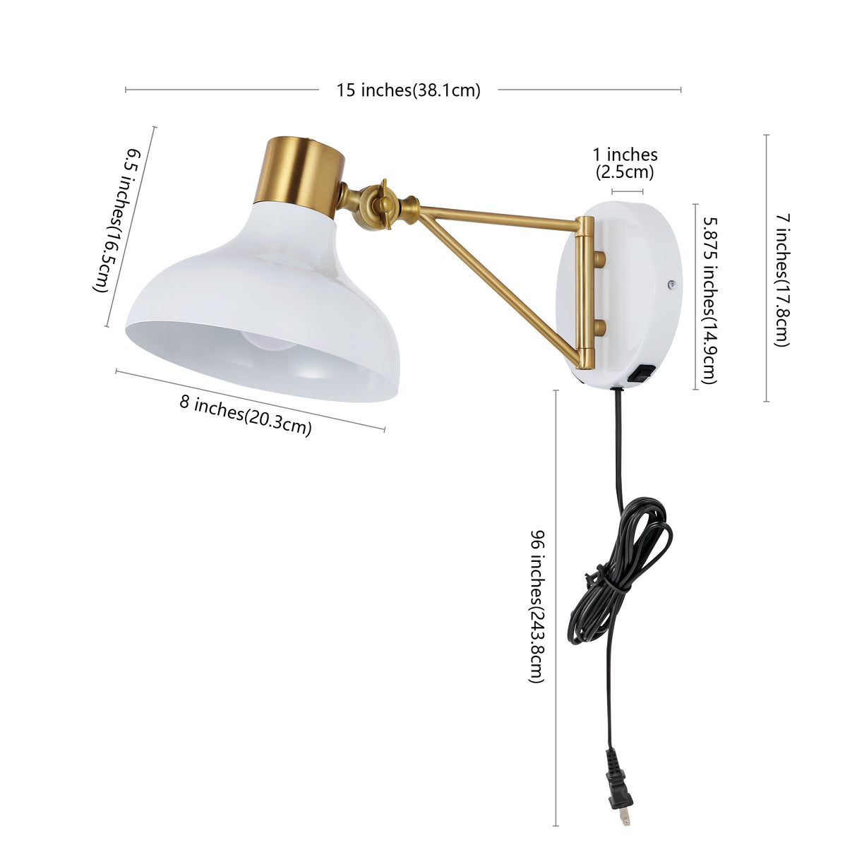 Lynn Swing Arm 1-Light Modern Midcentury Iron USB Charging Port LED Sconce