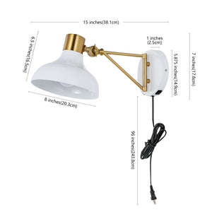 Lynn Swing Arm 1-Light Modern Midcentury Iron USB Charging Port LED Sconce