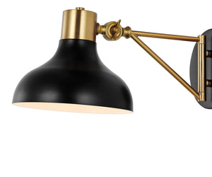 Lynn Swing Arm 1-Light Modern Midcentury Iron USB Charging Port LED Sconce