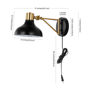 Lynn Swing Arm 1-Light Modern Midcentury Iron USB Charging Port LED Sconce