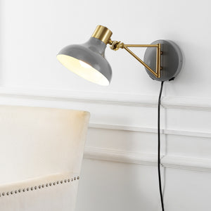 Lynn Swing Arm 1-Light Modern Midcentury Iron USB Charging Port LED Sconce