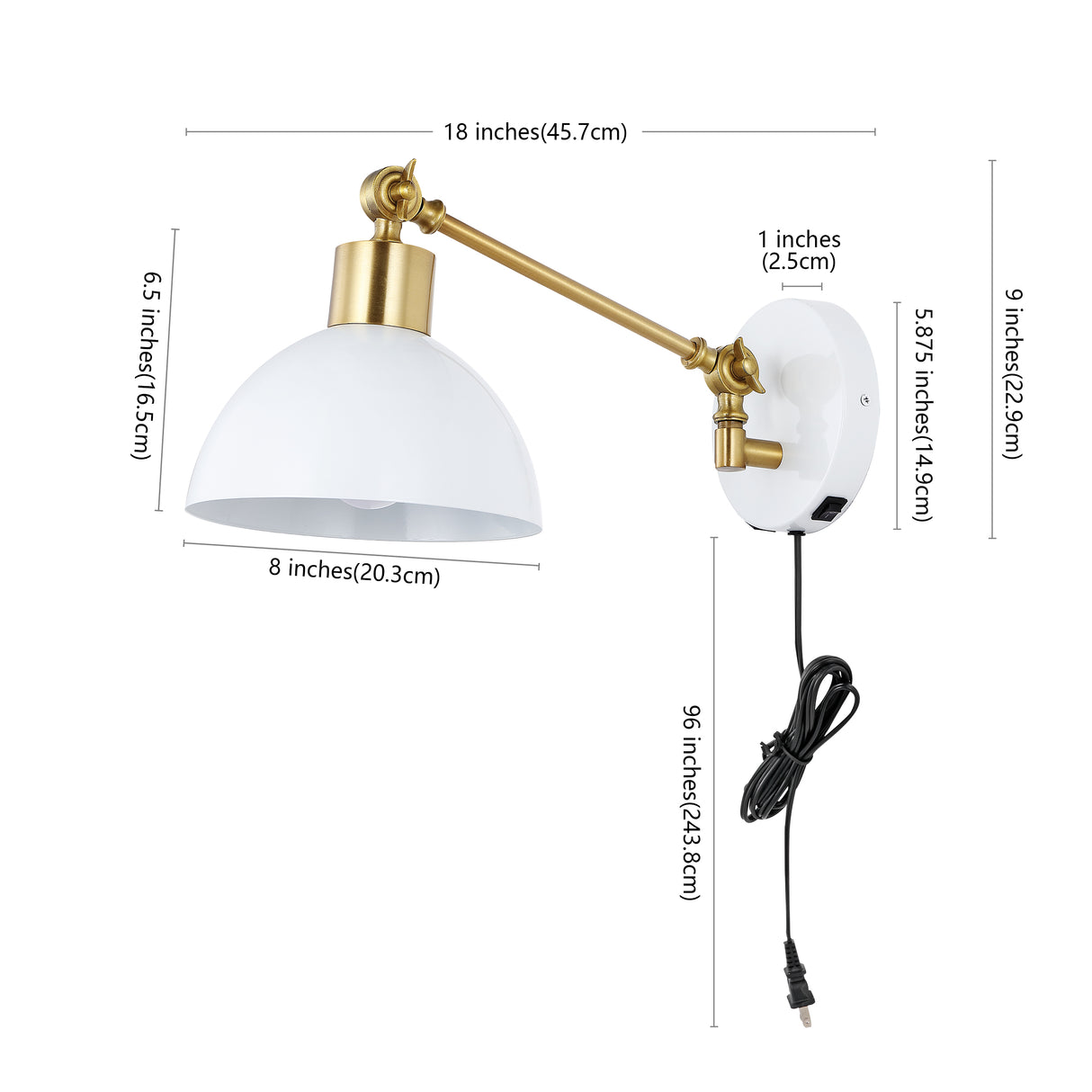 Lisa Swing Arm 1-Light Modern Midcentury Iron USB Charging Port LED Sconce