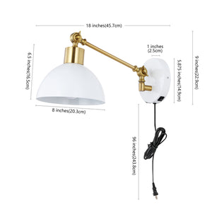 Lisa Swing Arm 1-Light Modern Midcentury Iron USB Charging Port LED Sconce