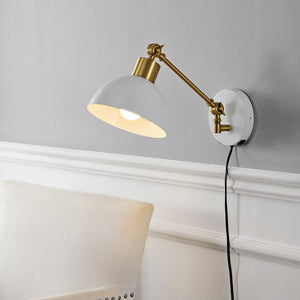 Lisa Swing Arm 1-Light Modern Midcentury Iron USB Charging Port LED Sconce
