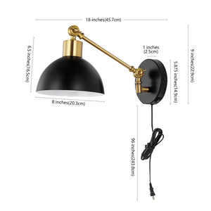 Lisa Swing Arm 1-Light Modern Midcentury Iron USB Charging Port LED Sconce