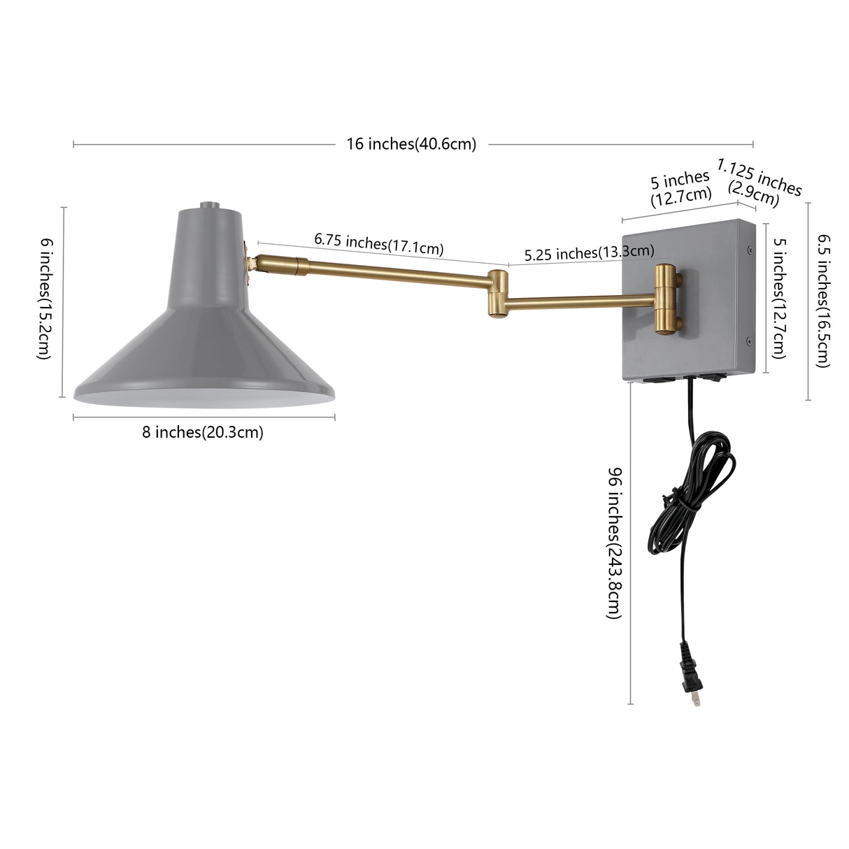Hygge Swing Arm 1-Light Modern Midcentury Iron USB Charging Port LED Sconce