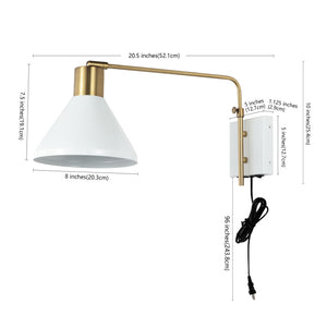 Max Swing Arm 1-Light Modern Midcentury Iron USB Charging Port LED Sconce