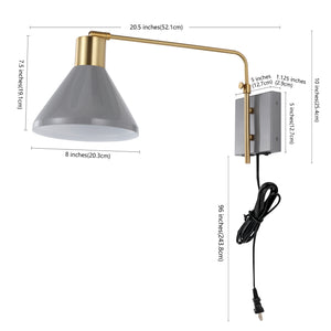 Max Swing Arm 1-Light Modern Midcentury Iron USB Charging Port LED Sconce