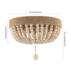 Justina 2-Light Farmhouse Bohemian Iron LED Flush Mount