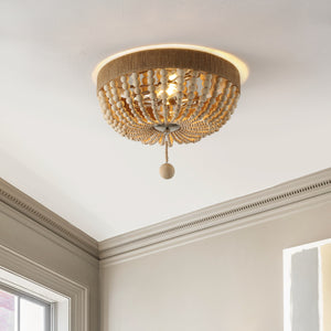 Justina 2-Light Farmhouse Bohemian Iron LED Flush Mount