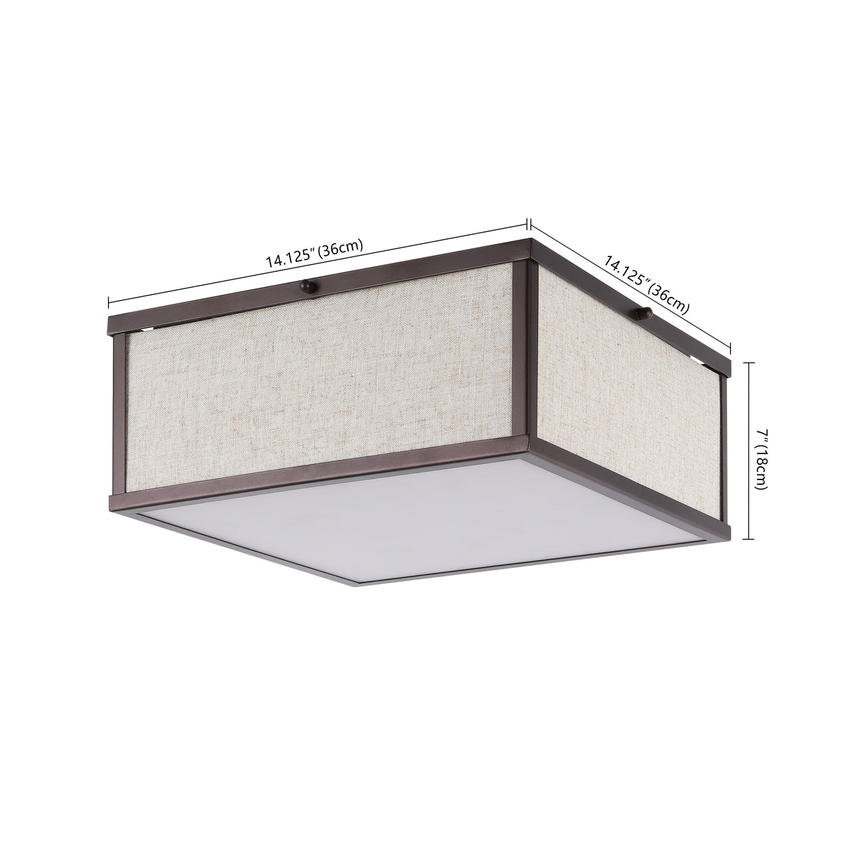 Grant 2-Light Minimalist Industrial Square Linen Iron LED Flush Mount