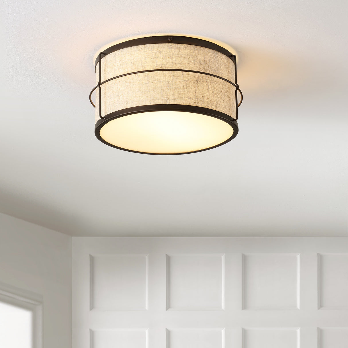 Evan 2-Light Rustic Farmhouse Iron LED Flush Mount