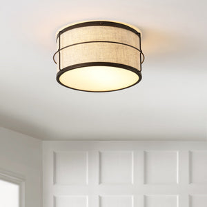 Evan 2-Light Rustic Farmhouse Iron LED Flush Mount