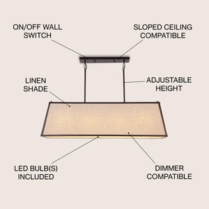 Crosby 4-Light Minimalist Industrial Trapezoidal Linen Iron Linear LED Pendant