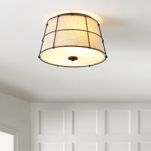 Silas 2-Light Rustic Farmhouse Iron LED Flush Mount
