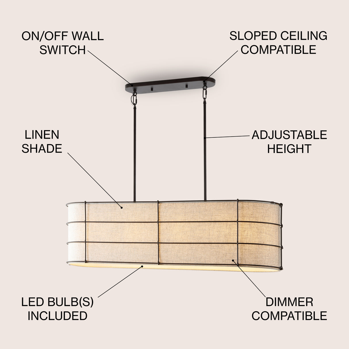 Chadwick 4-Light Rustic Farmhouse Iron Linear LED Pendant