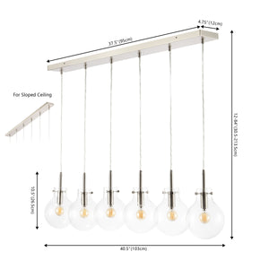 Harlow 6-Light Modern Contemporary Round Glass/Iron LED Linear Pendant