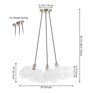 Aubrey 3-Light Mid-Century Glam Frosted Glass Orb LED Chandelier